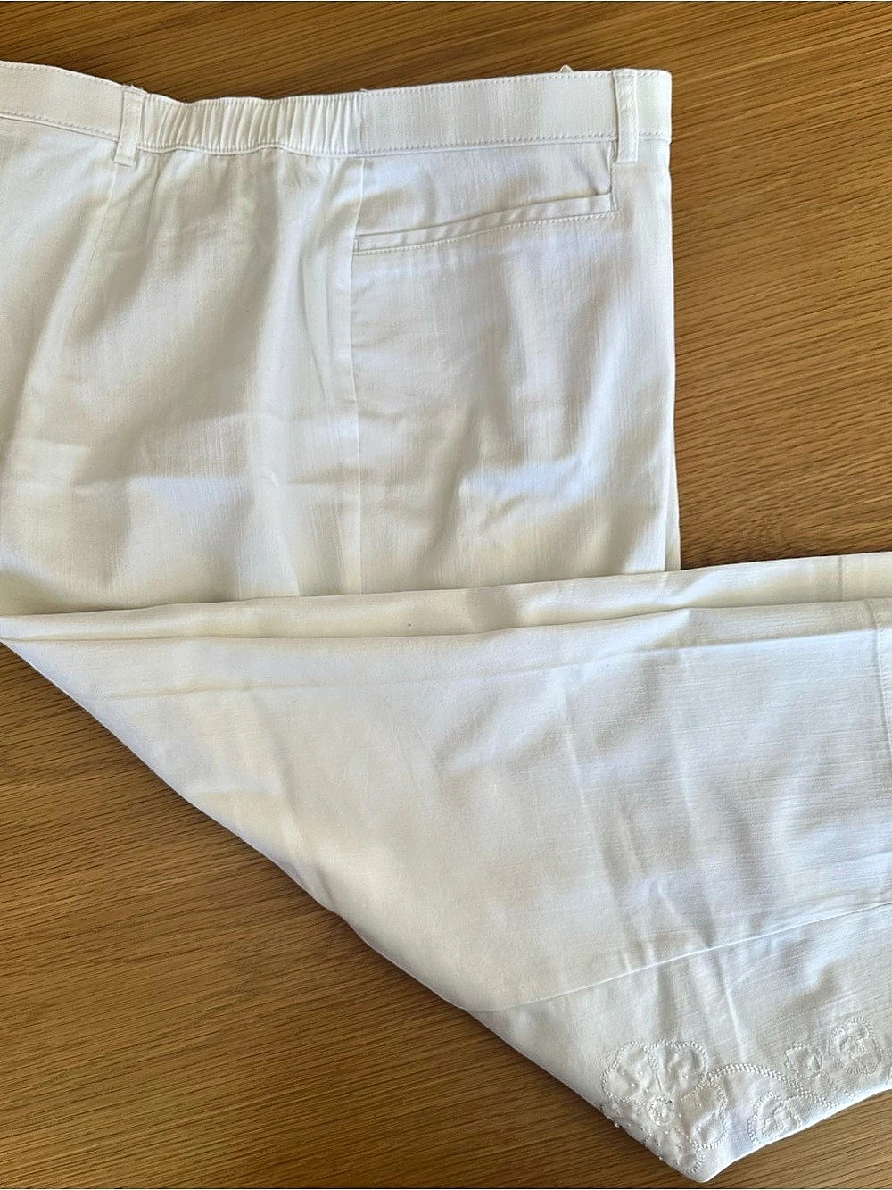 Tanjay White Stretch Embroidered Petite Pants